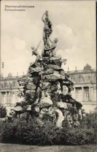 Ak Herrenchiemsee Herreninsel Chiemsee Oberbayern, Fortunabrunnen