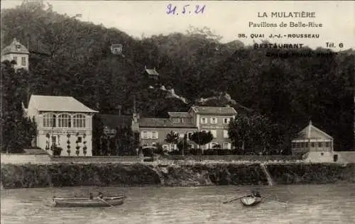 Ak La Mulatière Rhône, Pavillons de Belle-Rive, Restaurant, 35 Quai J.-J. Rousseau