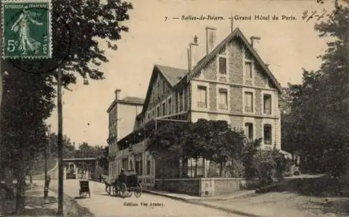 Ak Salies de Béarn Pyrénées Atlantiques, Grand Hotel de Paris, Kutsche