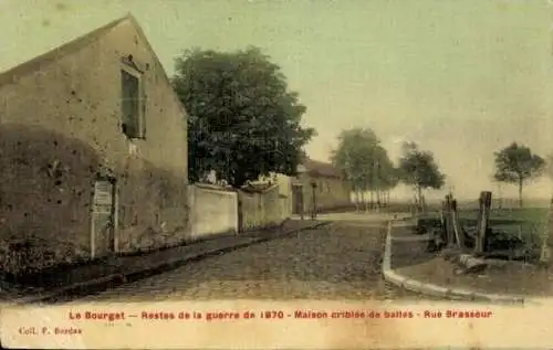 Ak Bourget Savoie, Restes de la guerre de 1870, Maison criblee de balles, Rue Brasseur