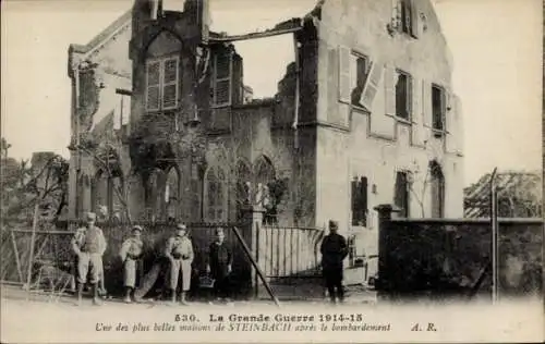 Ak Steinbach Elsass Bas Rhin, Ruine eines Hauses nach dem Bombardement 1914-15