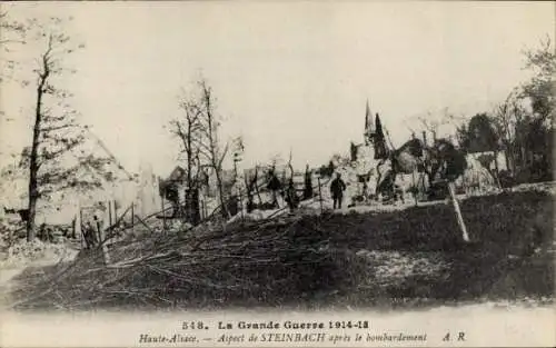 Ak Steinbach Elsass Haut Rhin, Teilansicht nach dem Bombardement