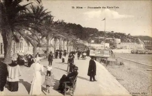 Ak Nice Nizza Alpes Maritimes, Promenade des Etats-Unis, Spaziergänger