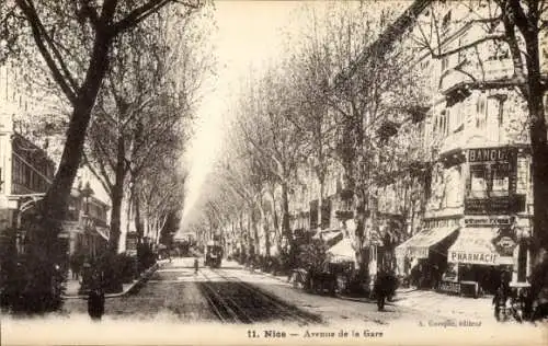 Ak Nice Nizza Alpes Maritimes, Avenue de la Gare