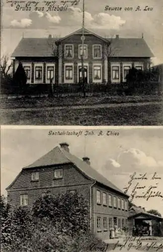 Ak Atzbüll Esgrus in Angeln, Gewese von A. Leu, Gastwirtschaft A. Thies