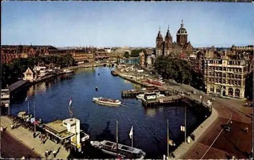 Ak Amsterdam Nordholland Niederlande, Prins Hendrikkade, Sankt Nikolaus Kirche