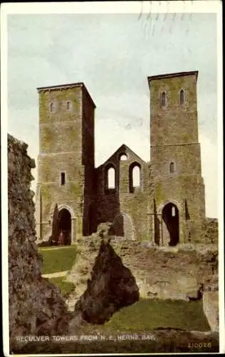 Ak Herne Bay Kent England, Reculver Towers