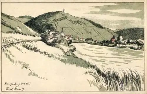 Künstler Ak Stern, Fried, Klingenberg am Main Unterfranken, Gesamtansicht