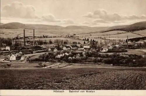 Ak Hösbach Unterfranken, Bahnhof von Westen
