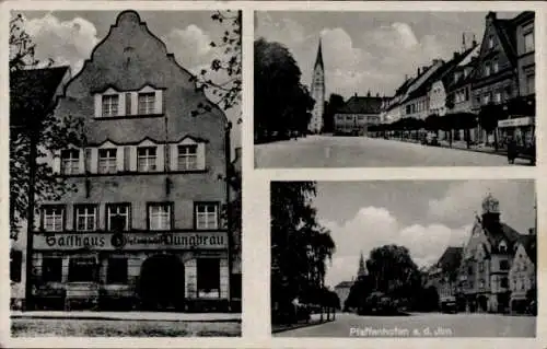 Ak Pfaffenhofen an der Ilm Oberbayern, Gasthaus Jungbräu, Straßenpartie