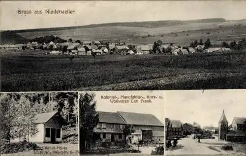 Ak Niederweiler im Hunsrück, Arndt-Hütte, Kolonialwarenhandlung Carl Frank