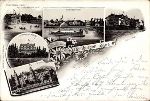 Vorläufer Litho Starnberg in Oberbayern, Ruderclubhaus, Rottmannshöhe, Leoni, Feldafing