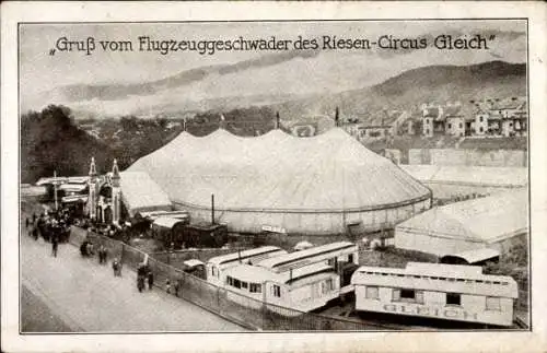 Ak Gruß vom Flugzeuggeschwader des Risen-Circus Gleich