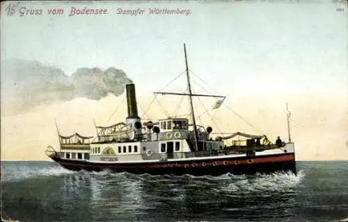 Ak Dampfer Württemberg auf dem Bodensee