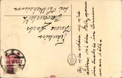 Ak Glückwunsch Neujahr, Schneemänner, Kuss, Mondschein