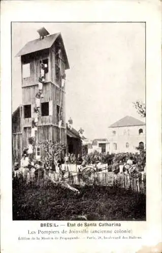 Ak Santa Catarina Brasilien, Les Pompiers de Joinville, Feuerwehrleute