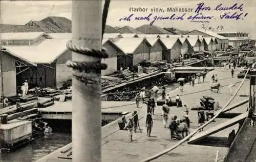 Ak Makassar Indonesien, Blick auf den Hafen
