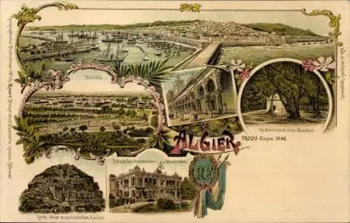 Litho Algerien, Blida, Grabdenkmal eines Marabut, Gouverneurspalast