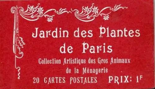 20 alte Ak diverse Tiere, Jardin des Plantes de Paris, im passenden Heft, verschiede Ansichten