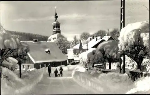 Ak Carlsfeld Eibenstock im Erzgebirge, Teilansicht, Winter
