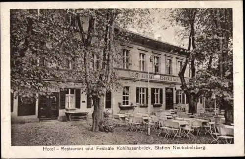 Ak Berlin Zehlendorf Wannsee, Hotel Restaurant und Festsäle Kohlhasenbrück, Station Neubabelsberg