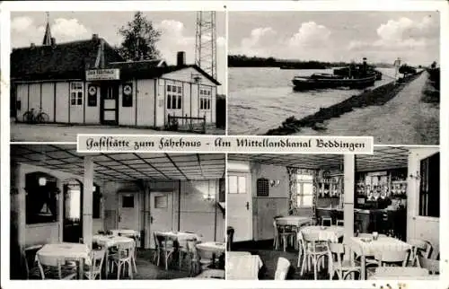 Ak Beddingen Salzgitter, Gaststätte zum Fährhaus, Mittellandkanal