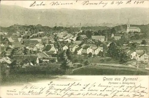 Ak Bad Pyrmont in Niedersachsen, Gesamtansicht, Blick vom Königsberg