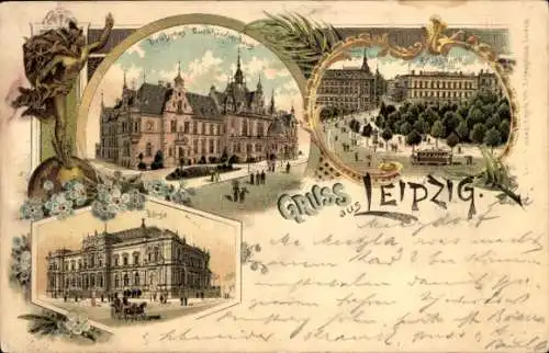 Litho Leipzig in Sachsen, Deutsches Buchhändlerhaus, Börse, Reichsbank