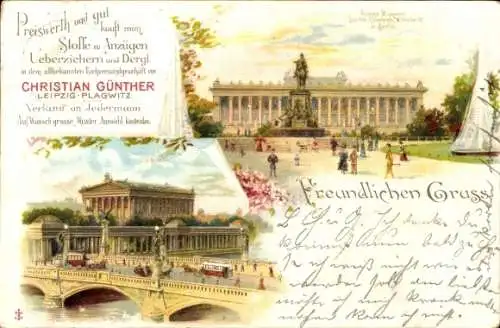 Litho Berlin Mitte, National Galerie, Denkmal Friedrich Wilhelm II, Königliches Museum