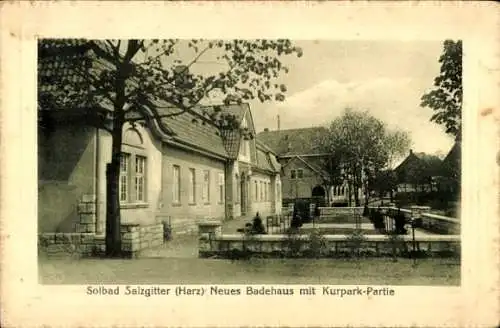 Ak Salzgitter in Niedersachsen, Neues Badehaus, Kurparkpartie