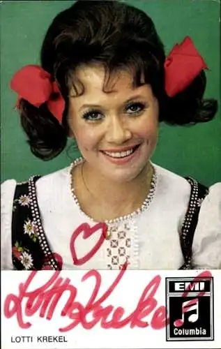 Ak Schauspielerin Lotti Krekel, Portrait, Autogramm, Sängerin, EMI Columbia