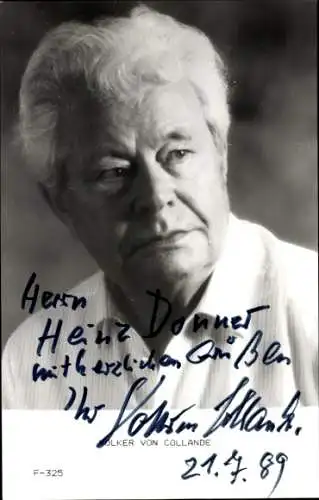 Ak Schauspieler Volker von Collande, Portrait, Autogramm