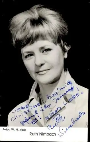 Ak Schauspielerin Ruth Nimbach, Portrait, Autogramm