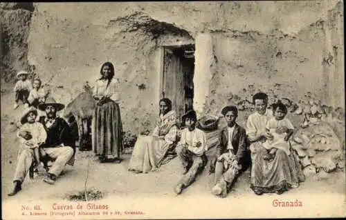 Ak Granada Andalusien Spanien, Spanische Tracht, Familienbild