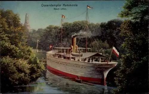 Ak Hamburg, 16. Deutsches Bundesschießen 1909, Ozeandampfer Hammonia, HAPAG