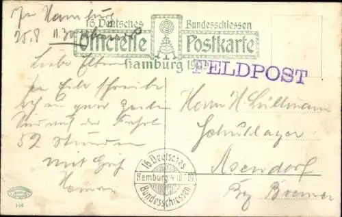 Ak Hamburg, 16. Deutsches Bundesschießen 1909, Ozeandampfer Hammonia, HAPAG