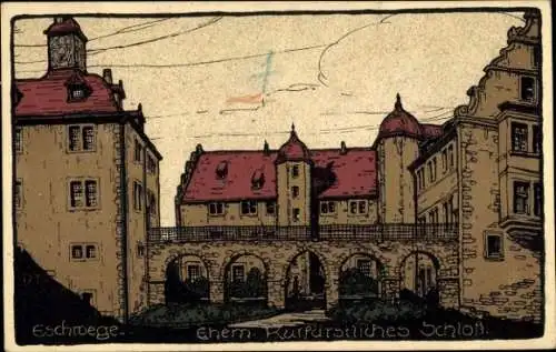Steindruck Ak Eschwege an der Werra Hessen, Ehemaliges Kurfürstliches Schloss