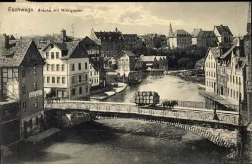 Ak Eschwege an der Werra Hessen, Brücke, Mühlgraben