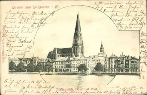 Ak Schwerin in Mecklenburg Vorpommern, Pfaffenteich, Dom, Post