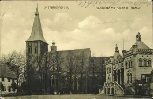 Ak Wittenburg in Mecklenburg, Marktplatz, Kirche, Rathaus