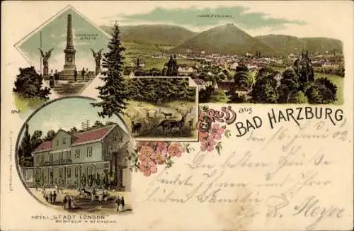 Litho Bad Harzburg am Harz, Hotel Stadt London, Säule, Denkmal