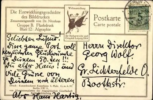 Künstler Ak Leipzig in Sachsen, Buchgewerbe 1914, Entwicklungsgeschichte des Bilddruckes