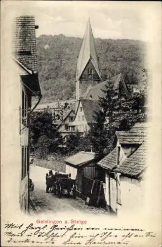 Ak Geislingen an der Steige, Straßenpartie, Kirche