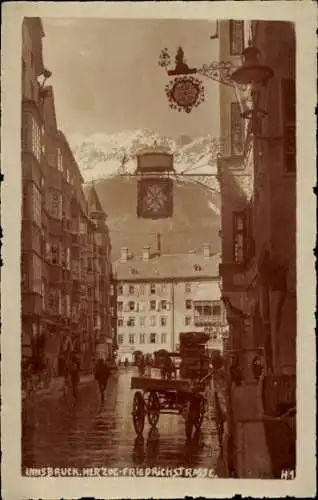 Ak Innsbruck in Tirol, Herzog Friedrich Straße, Gasthaus, Schild, Fuhrwerk