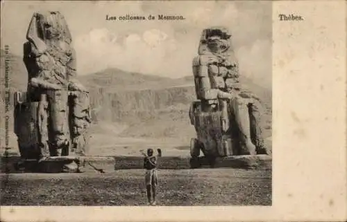 Ak Theben Ägypten, Die Kolosse von Memnon