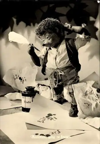 Ak Mecki der Igel, Mündlich ging es besser, Brief, Tintenfass