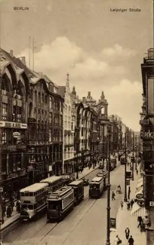 Ak Berlin Mitte, Leipziger Straße, Straßenbahn, Doppeldeckerbus