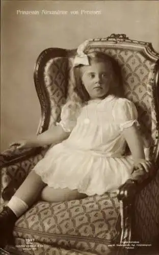 Ak Prinzessin Alexandrine von Preußen, Sitzportrait, Liersch 7947