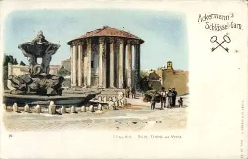Litho Rom Rom Latium, Vesta-Tempel, Werbung, Ackermann's Schlüssel-Garn