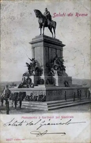 Ak Roma Rom Lazio, Monumento a Garibaldi sul Gianicolo